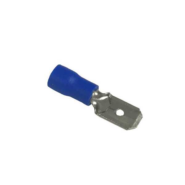 Remington Industries Quick Connect Terminals, Male, PVC Insulated, 14-16 AWG Gauge Wire, Tin-Plated Brass, Blue, 100 PK MDD2-250-100